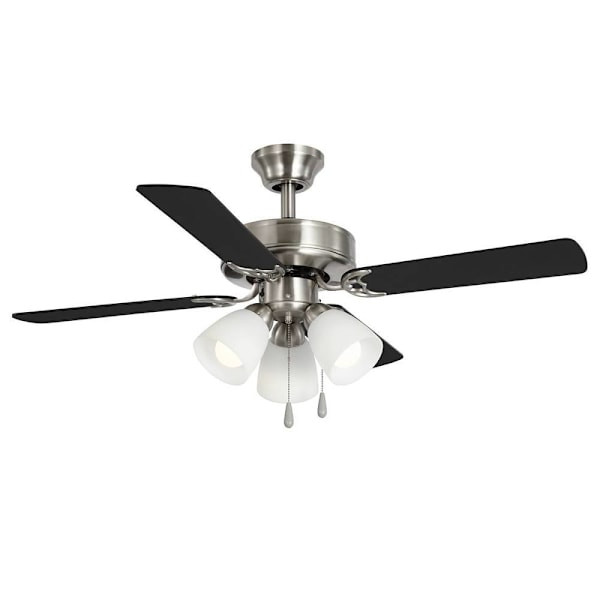 Seasons Quick Install Ryedale 42" Brushed Nickel Indoor LED Ceiling Fan, Reversible Dark Maple/Matte Black 4-Blade