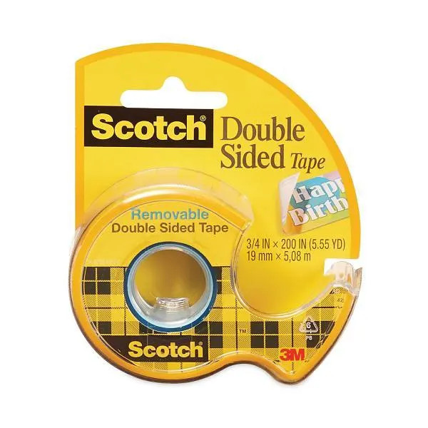 Scotch Double-Side Removable Tape/Handheld Dispensr 1" Core 0.75"X33.33 Ft Clear