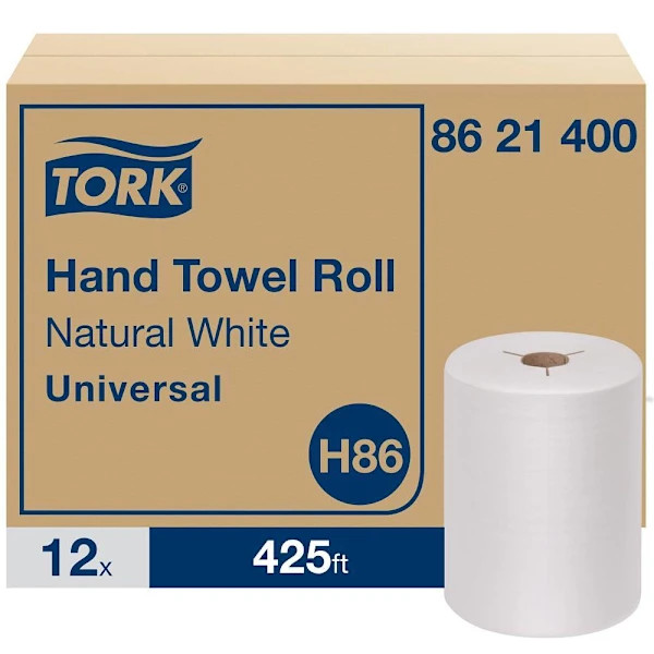Tork Paper Hand Towel Roll For Mini Dispensers, Universal, Natural White, H86 (12 Rolls X 425 Ft)