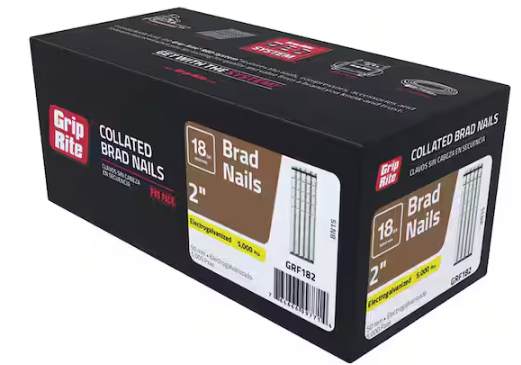 2 in. x 18-Gauge Electrogalvanized Brad Nails 5000 per Box
