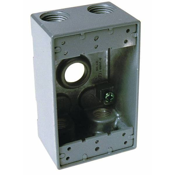 Bell N3r Electrical Box, 1-Gang, Weatherproof, 5 Outlets, 0.75", Aluminum