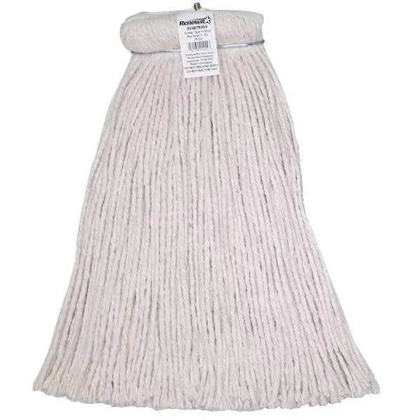 Renown 24 Oz. Natural Cotton Metal Bolt-In Headband End Mop Head Package Of 6