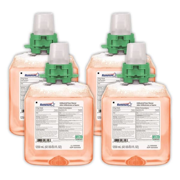 Renown Fmx-12 & Rb4 1250 mL Antibacterial Fruit Scent Foam Hand Soap Refill For Renown Rb4 Dispensers, Case Of 4