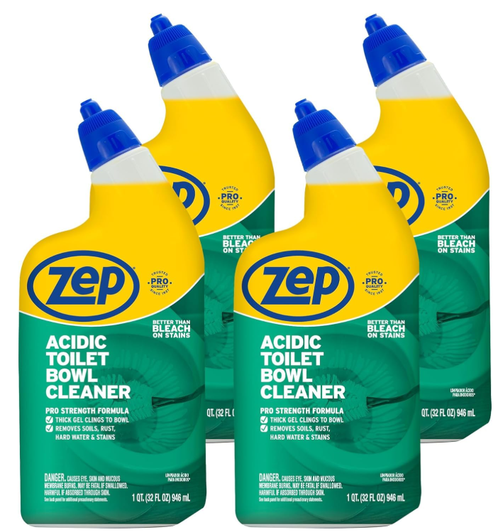Zep Acidic Toilet Bowl Cleaner - 32 oz (Case of 4) - ZUATBC324 - Experience the Ultimate Cleaning Power with Our 2x Thicker Clinging Formula, Designed to Deliver a Professional-Quality Clean