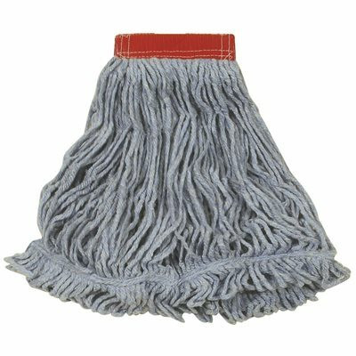 Rubbermaid Commercial Super Stitch 24 Oz. Cotton Blend Wet Mop Head, Looped-End, 5 In. Headband, Blue