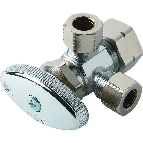 Maintenance Warehouse Multi-Turn Dual Angle Stop Valve 1/2 In. X 1/2 In. X 3/8 In. Comp