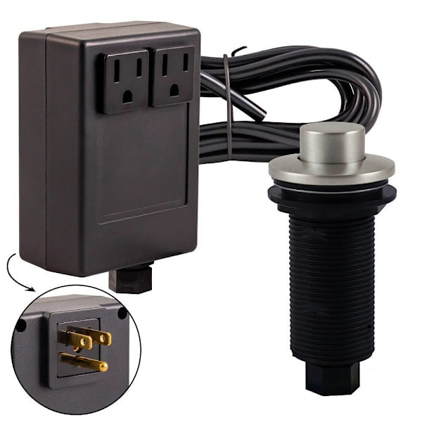 Westbrass Raised Button Garbage Disposal Air Switch/Dual Outlet Control Box Ss