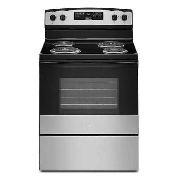 Amana 30 In. 4.8 cu. ft. Coil Electric Freestanding Range With Bake Assist, Standard Clean, Stainless Steel