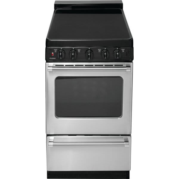 Premier 20 In. 2.4 cu. ft. 4 Burner Electric Smooth Top Freestanding Range, Manual Clean, Stainless Steel, ADA
