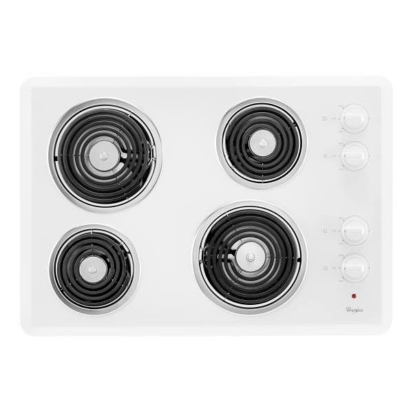 Whirlpool 30 In. Coil Electric Cooktop, 4 Burner Elements, White