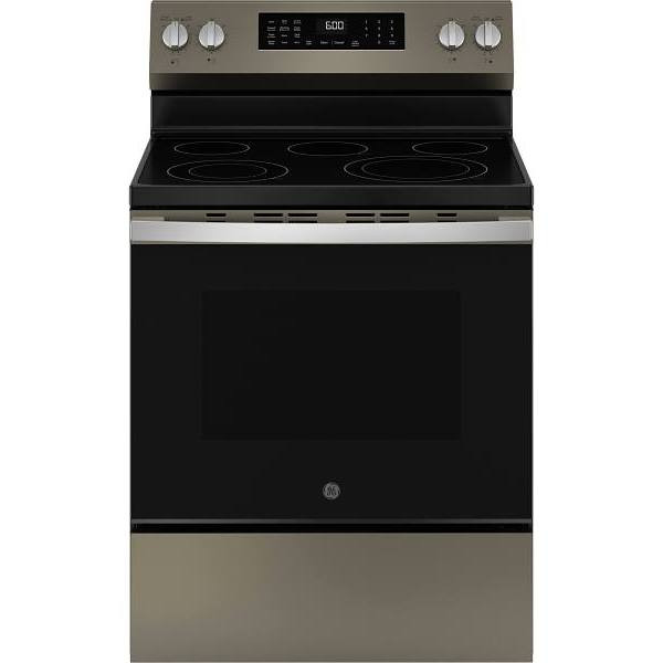 GE ENERGY STAR 30 In. 5.3 cu. ft. Smooth Electric SmartHQ Freestanding Range With Air Fry, Steam Clean, Slate