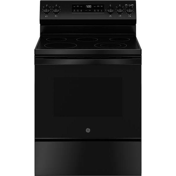 GE ENERGY STAR 30 In. 5.3 cu. ft. Smooth Electric SmartHQ Freestanding Range, Crisp Mode, Self-Clean, Black