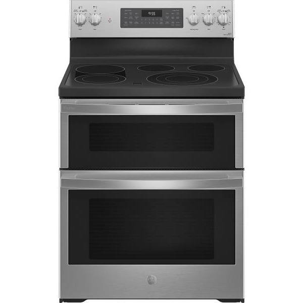 GE Profile 30 In. 6.6 cu. ft. Smooth Electric SmartHQ Freestanding Double Oven Range, Air Fry, Self-Clean, Stainless