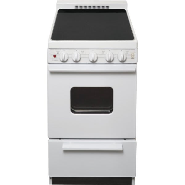 Premier 20 In. 2.4 cu. ft. 4 Burner Electric Smooth Top Freestanding Range, Manual Clean, White, ADA