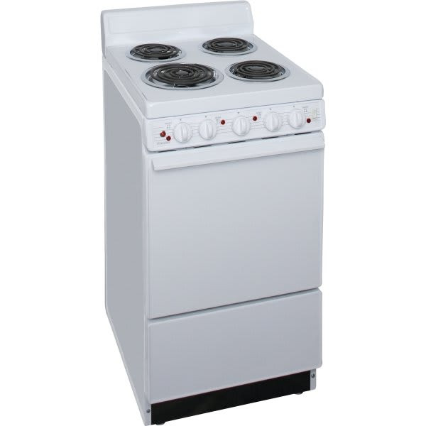 Premier 20 In. 2.4 cu. ft. Coil Electric Freestanding Range, 220v, Manual Clean, White, ADA