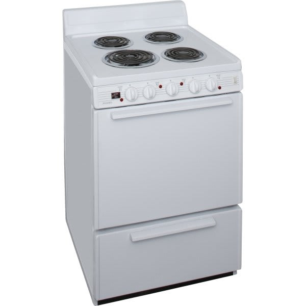 Premier 24 In. 2.9 cu. ft. 4 Burner Electric Freestanding Coil Range, Manual Clean, White, ADA