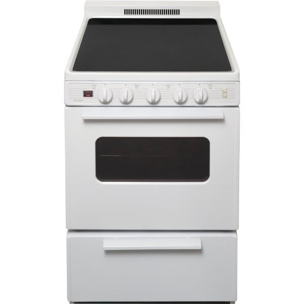 Premier 24 In. 2.9 cu. ft. 4 Burner Electric Smooth Top Freestanding Range, Manual Clean, White, ADA