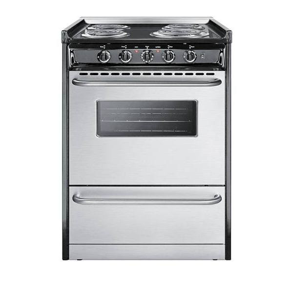 Summit Appliance 24 Inch Wide Electric Range In Stainless Steel Tem610brwy