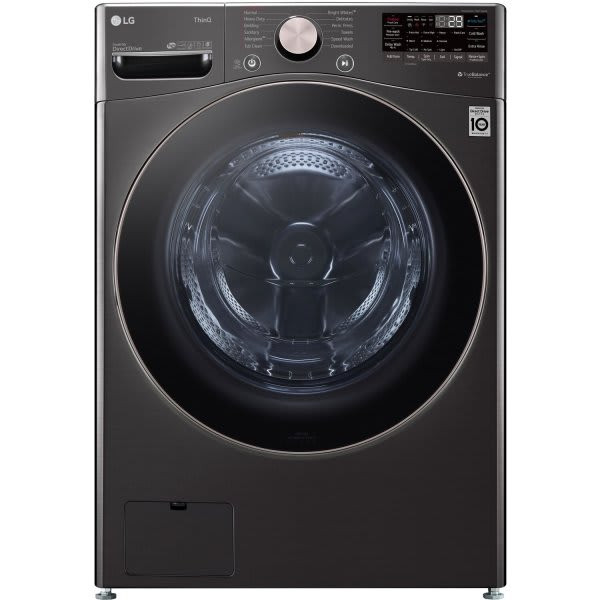 Lg 4.5-Cu. Ft. Front Load Washer With Turbowash & Built-In Intelligence, Black Steel
