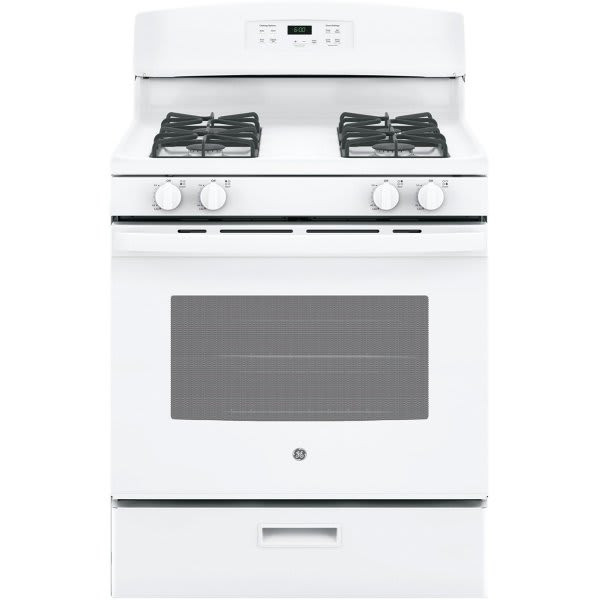 GE 30 In. 4.8 cu. ft. 4 Burner Gas Freestanding Range, Standard Clean, White