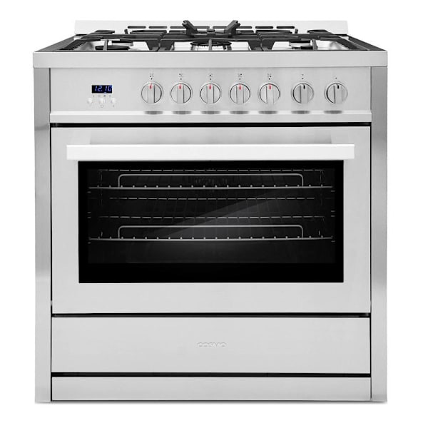 Cosmo 36 In. Nebula Collection 3.8 Cu. Ft. Gas Range, 5 Burners, Convection Oven COS-965AGC
