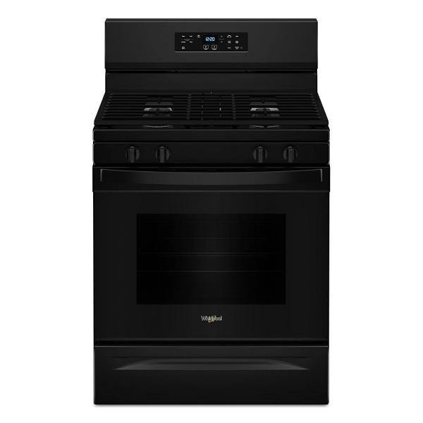 Whirlpool 30-Inch 5.0 Cu. Ft. 4 Burner Grate Self Clean Gas Range In Black WFGS3530RB