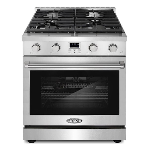 Cosmo 30" Lumin Collection 4.8 Cu Ft Gas Range 4 Burners Convection Oven In Ss