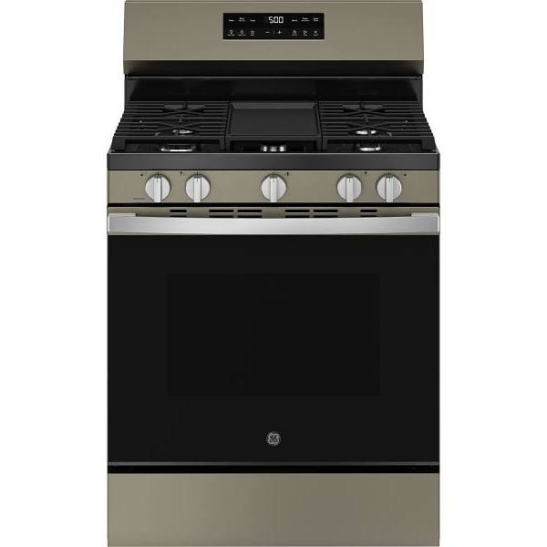 GE 30 In. 5.3 Cu. Ft. 4 Burner Gas SmartHQ Freestanding Range, Crisp Mode, Self-Clean, Slate