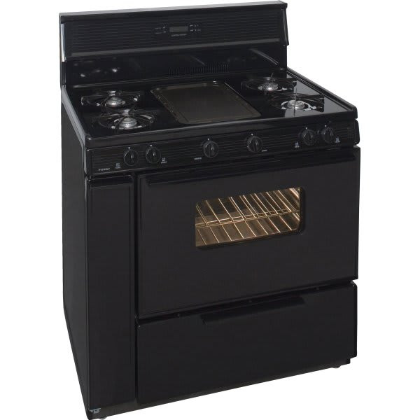 Premier 36 In. 3.9 Cu. Ft. 5 Burner Grate Gas Freestanding Range W/Griddle, Manual Clean, Black, ADA