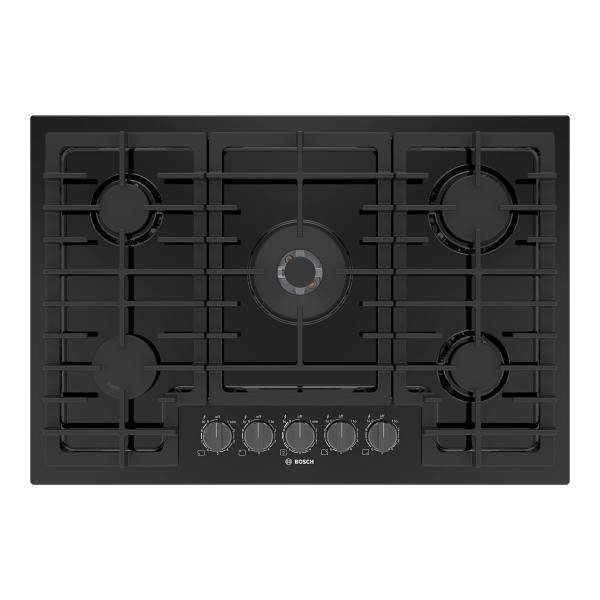 Bosch 800 Series 30 Inch Gas Stove Cooktop In Black With Black Stainless Knobs NGM8049UC