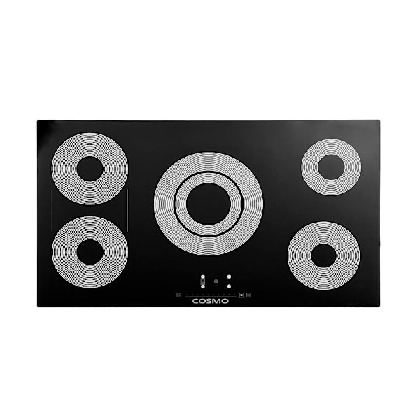 Cosmo 36 In. Electric Ceramic Glass Cooktop With 5 Burners, Triple Zone Element,