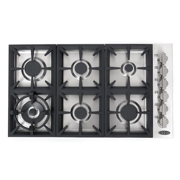 Cosmo 36" Gas Cooktop In Stainless Steel With 6 Italian Made Burners