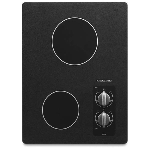 KitchenAid 15 In. 2-Element Smooth Electric Cooktop With Ceramic-Glass Surface, Black