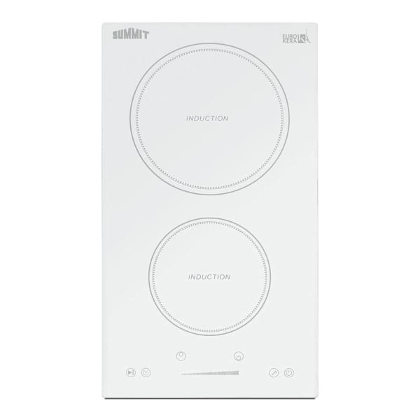 Summit Appliance 12" Wide 2-Zone Built-In Induction Cooktop In White Glass