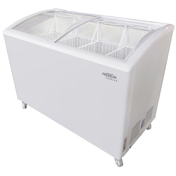 Premium Levella 9.5 Cu Ft Curved Glass Top Chest Freezer In White