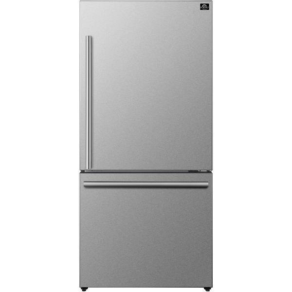 Forno 31 Inch Milano Espresso Bottom Freezer Stainless Steel, 17.2 Cubic Feet