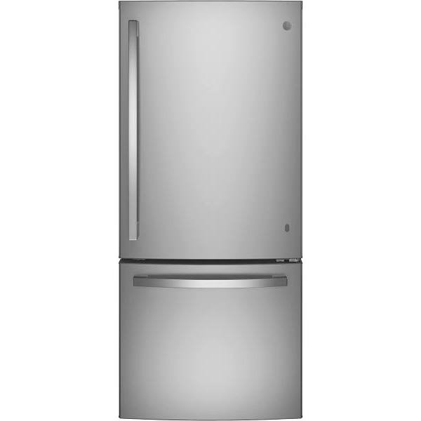 GE ENERGY STAR 21.0 cu. ft. 30in. Bottom Freezer Refrigerator With Ice Maker, Stainless Steel