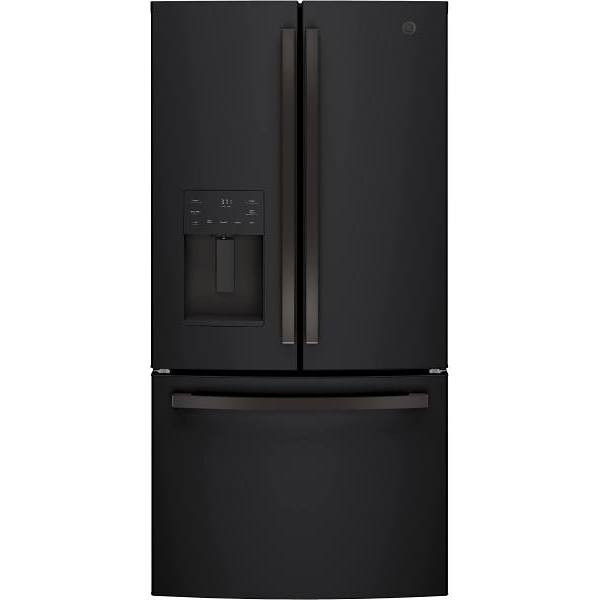 GE ENERGY STAR 25.7 cu. ft. 36in. French Door Refrigerator With Ice Maker, Black Slate, ADA