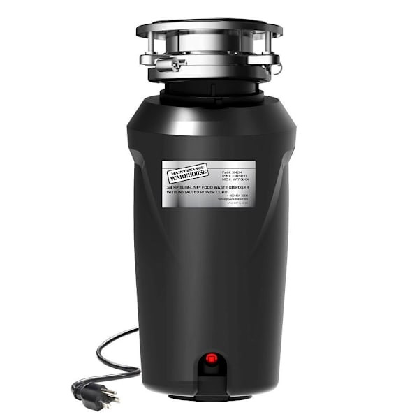 Maintenance Warehouse 3/4 Hp Slim-Line Disposal With Installed Power Cord