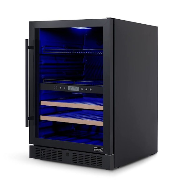 NewAir 24" Wine And Beverage Refrigerator - 24 Bottles & 100 Cans, Dual Temperature Zone, Black Stainless Steel AWB-401DB-B