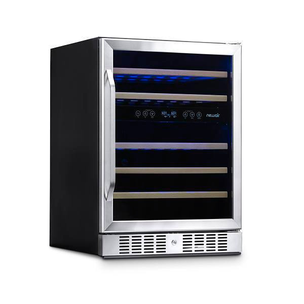 NewAir 24 Inch Built-In 46 Bottle Dual Zone Wine Fridge In Stainless Steel