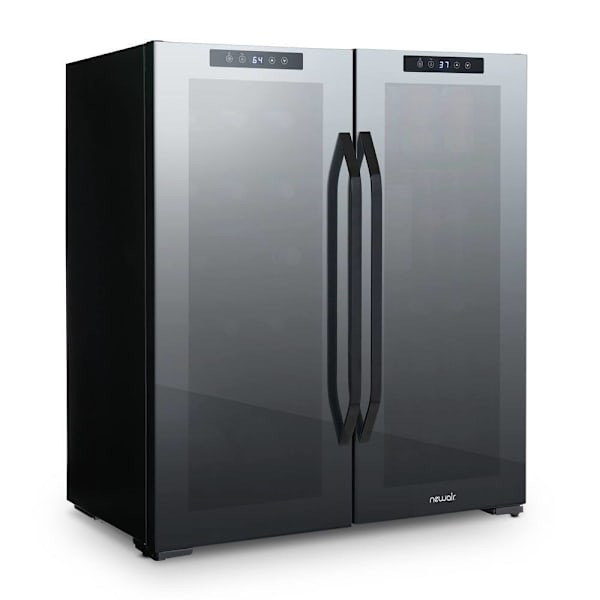 NewAir Shadow Series Wine Cooler Refrigerator 18 Bottles & 59 Cans Dual Temperature Zones, Freestanding Mirrored Wine And Beverage Fridge
