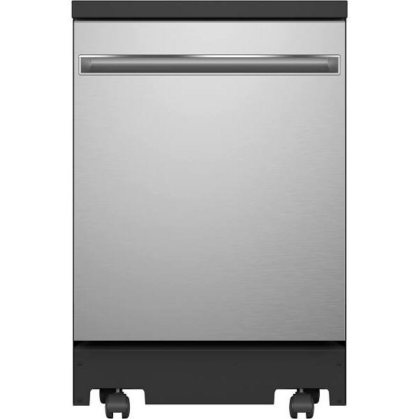 GE ENERGY STAR 24 In. Top Control SmartHQ Portable Dishwasher With Ss Interior, Sanitize Cycle, Stainless Steel