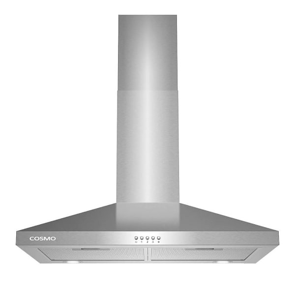 30 In. Nebula Collection 250 CFM Ducted Wall Mount Range Hood, Button Control, LED Lights, Mesh Filters, Stainless Steel