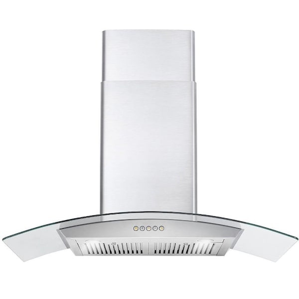 36 In. Vista Collection 380 CFM Ducted Wall Mount Range Hood, Button Controls, LED Lights, Stainless Steel