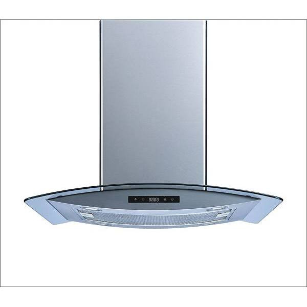 Winflo 30 In. 475 CFM Island Mount Range Hood In Stainless Steel And Glass W/ LED Lights And Touch Control