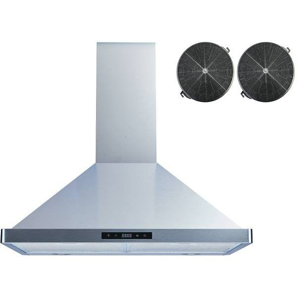 Winflo 30 In. 475 CFM Wall Mount Range Hood In Stainless Steel W/ Mesh And Charcoal Filters Touch Sensor Control