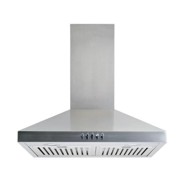 Winflo 30" Convertible Stainless Steel Wall Mount Range Hood, Baffle Filters, Push Button