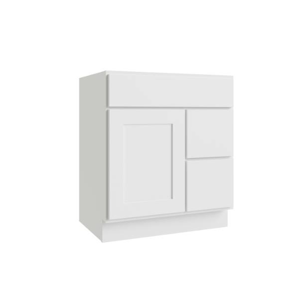 CNC CABINETRY Luxor 2-Door Vanity Cabinet, 30"Wx34.5"Hx21"D, Shaker White L10-V30DR