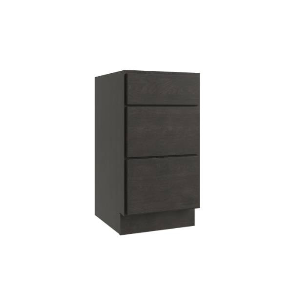 CNC CABINETRY Luxor 3-Drawer Vanity Base Cabinet, 21"W, Shaker Smoky Grey L02-VDB21
